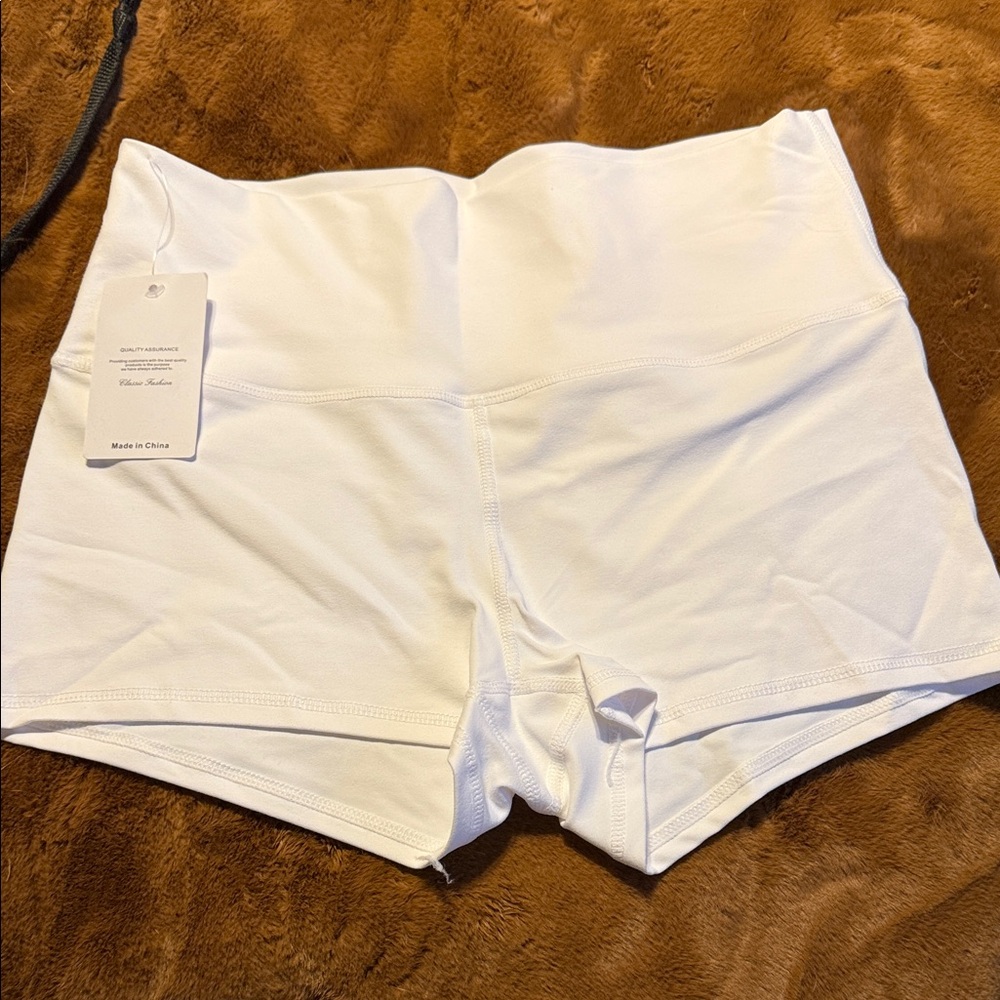 White High-Waisted Shapewear Shorts
